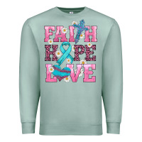 Seafoam faith hope love  cross and ribbon Premium Sweatshirt - HRA Design Shop
