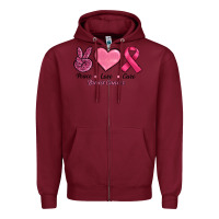 Burgundy Peace Love Cure Cancer Zipper Hoodie - RanaPortraitStore