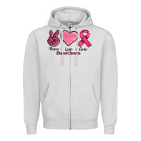 Dove Grey Peace Love Cure Cancer Zipper Hoodie - RanaPortraitStore