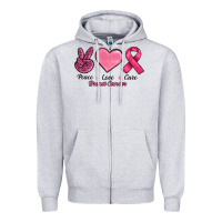 Heather Grey Peace Love Cure Cancer Zipper Hoodie - RanaPortraitStore