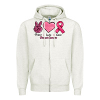 Oatmeal Heather Peace Love Cure Cancer Zipper Hoodie - RanaPortraitStore