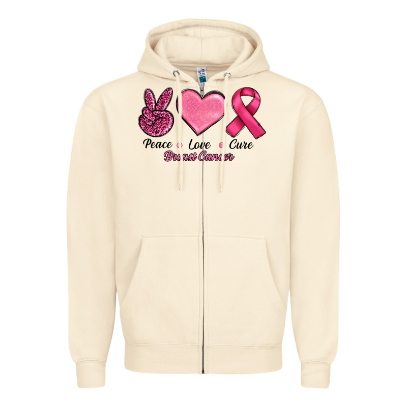 Peace Love Cure Cancer Zipper Hoodie by RanaPortraitStore | Teevron