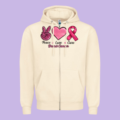 Zipper Hoodie Peace Love Cure Cancer