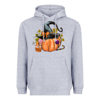 Heather Grey Kids Pumpkin with Halloween Heavyweight Hoodie - texasbilliewilder