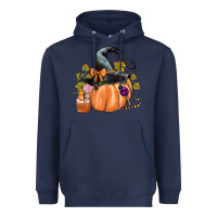 Navy Kids Pumpkin with Halloween Heavyweight Hoodie - texasbilliewilder