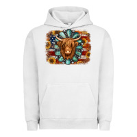 Pigment Lunar Rock american flag sunflowers highland cow turquoise background Urban Hoodie - Jasminsmagicworld