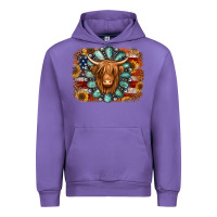Tulip american flag sunflowers highland cow turquoise background Urban Hoodie - Jasminsmagicworld