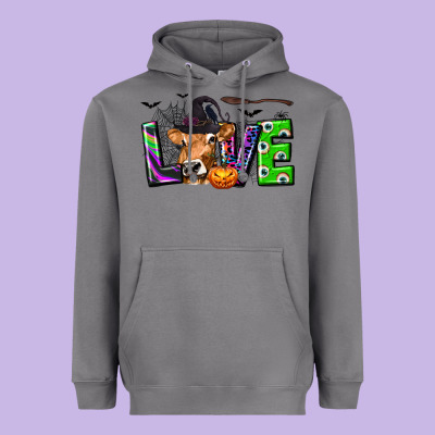 Love Halloween Cow Heavyweight Hoodie Designed By Texasbilliewilder