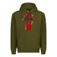 Army Green faith floral cross Premium Hoodie - NancyCooperArtShop