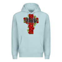 Blue Mist faith floral cross Premium Hoodie - NancyCooperArtShop