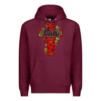 Burgundy faith floral cross Premium Hoodie - NancyCooperArtShop
