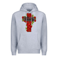 Heather Grey faith floral cross Premium Hoodie - NancyCooperArtShop