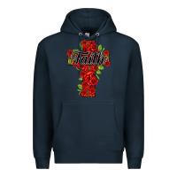 Navy faith floral cross Premium Hoodie - NancyCooperArtShop
