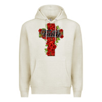 Oatmeal Heather faith floral cross Premium Hoodie - NancyCooperArtShop