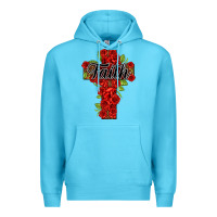 Ocean Blue faith floral cross Premium Hoodie - NancyCooperArtShop