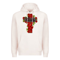 Pale Pink faith floral cross Premium Hoodie - NancyCooperArtShop