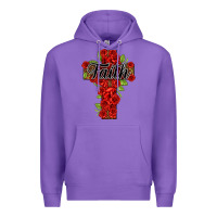 Purple faith floral cross Premium Hoodie - NancyCooperArtShop