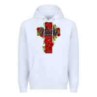 White faith floral cross Premium Hoodie - NancyCooperArtShop