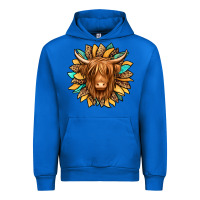 Cobalt highland cow turquoise sunflower Urban Hoodie - Jasminsmagicworld