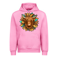 Fuchsia Pink highland cow turquoise sunflower Urban Hoodie - Jasminsmagicworld
