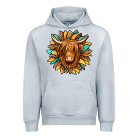 Heather Grey highland cow turquoise sunflower Urban Hoodie - Jasminsmagicworld