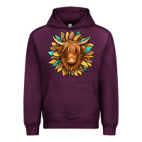 Mauve Wine highland cow turquoise sunflower Urban Hoodie - Jasminsmagicworld