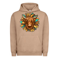 Pigment Burro highland cow turquoise sunflower Urban Hoodie - Jasminsmagicworld