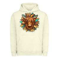 Pigment Pistachio highland cow turquoise sunflower Urban Hoodie - Jasminsmagicworld