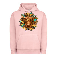 Pigment Salmon highland cow turquoise sunflower Urban Hoodie - Jasminsmagicworld