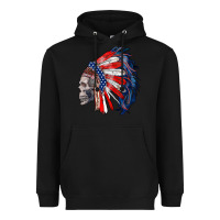 Black american indian headdress with skull Heavyweight Hoodie - RanaPortraitStore
