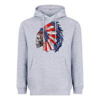 Heather Grey american indian headdress with skull Heavyweight Hoodie - RanaPortraitStore