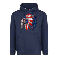 Navy american indian headdress with skull Heavyweight Hoodie - RanaPortraitStore