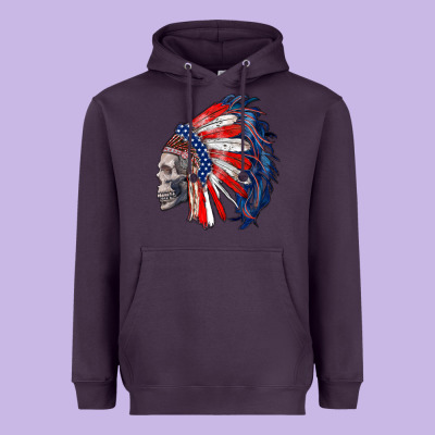 American Indian Headdress With Skull Heavyweight Hoodie Designed By Ranaportraitstore