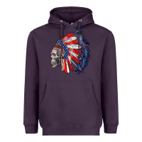 Plum american indian headdress with skull Heavyweight Hoodie - RanaPortraitStore