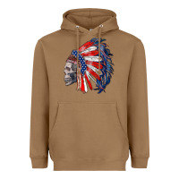 Toasted Coconut american indian headdress with skull Heavyweight Hoodie - RanaPortraitStore