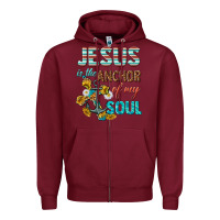 Burgundy jesus is the anchor of my soul Zipper Hoodie - texasbilliewilder