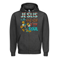 Charcoal Heather jesus is the anchor of my soul Zipper Hoodie - texasbilliewilder