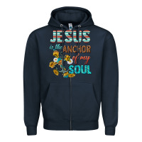 Navy jesus is the anchor of my soul Zipper Hoodie - texasbilliewilder