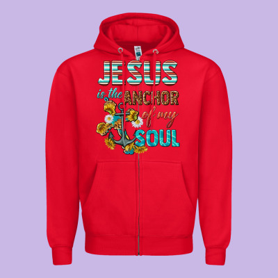 Jesus Is The Anchor Of My Soul Zipper Hoodie Designed By Texasbilliewilder