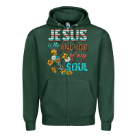 Sports Green jesus is the anchor of my soul Zipper Hoodie - texasbilliewilder