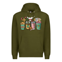 Army Green faith coffee cups Premium Hoodie - NancyCooperArtShop