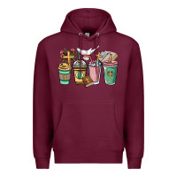 Burgundy faith coffee cups Premium Hoodie - NancyCooperArtShop
