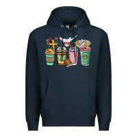 Navy faith coffee cups Premium Hoodie - NancyCooperArtShop