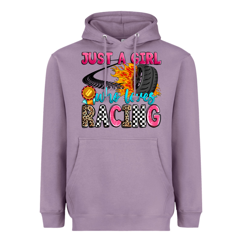 Just A Girl Who Loves Racing Heavyweight Hoodie by Zillion Design Studio | Teevron