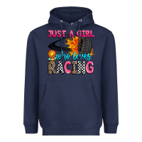 Navy just a girl who loves racing Heavyweight Hoodie - Zillion Design Studio