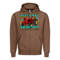 Chestnut just a boy who loves tractor Zipper Hoodie - texasbilliewilder