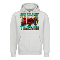 Dove Grey just a boy who loves tractor Zipper Hoodie - texasbilliewilder