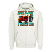 Oatmeal Heather just a boy who loves tractor Zipper Hoodie - texasbilliewilder