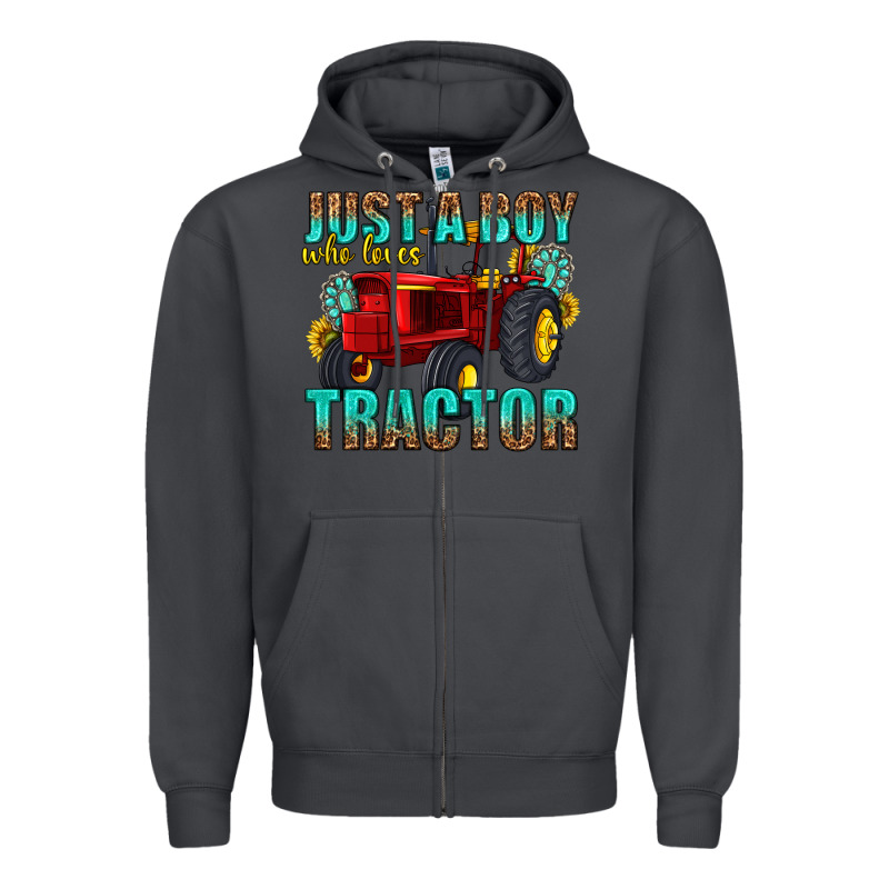 Just A Boy Who Loves Tractor Zipper Hoodie by texasbilliewilder | Teevron