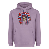 Lavender american flag indian headdress with skull Heavyweight Hoodie - RanaPortraitStore